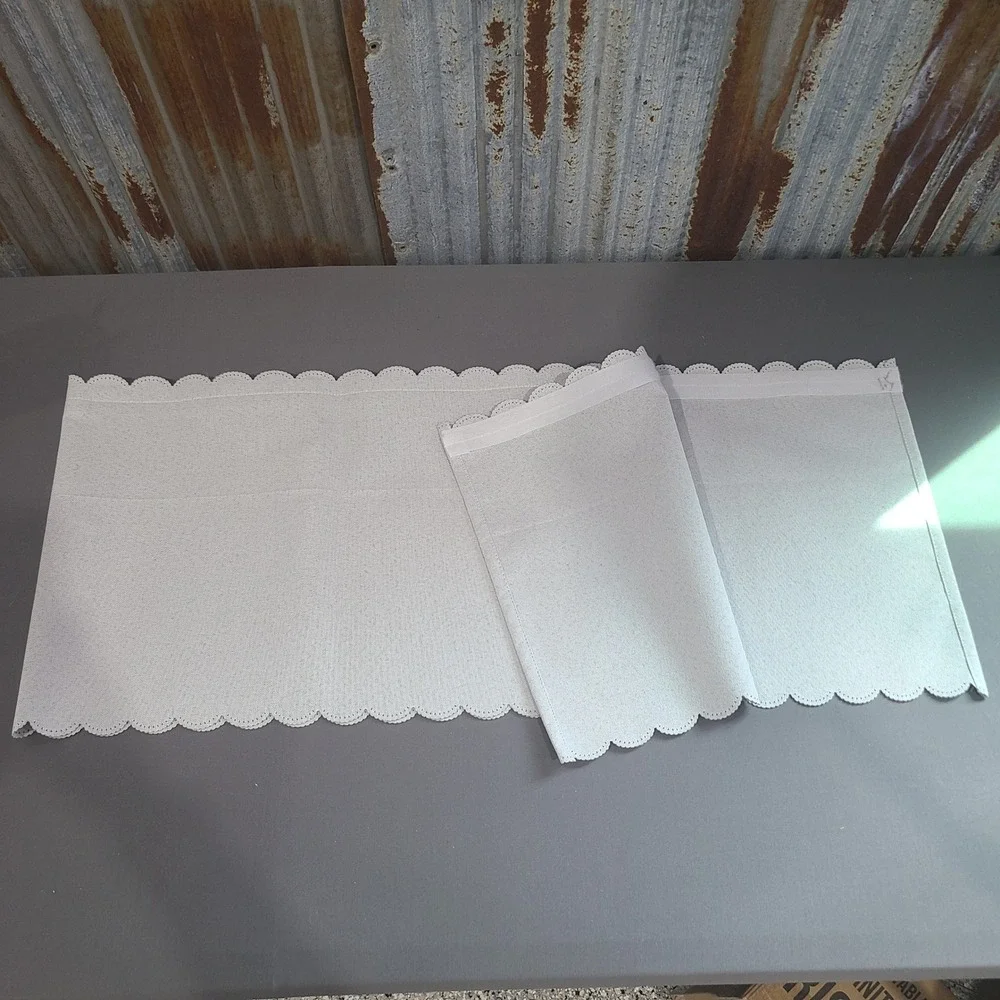 Window Valance Scalloped Edge Grayish White Curtain Topper 59x12 Pack of 1